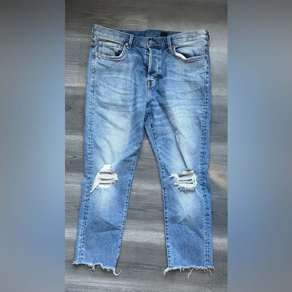 &Denim relaxed skinny cropped jeans